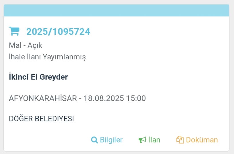 Döğer Belediyesi Araç Filosunu Güçlendirdi, Greyder İhalesi Açıldı